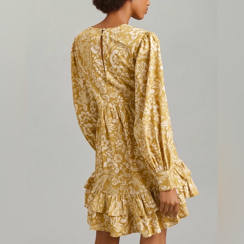 Anthropologie Maeve Long-Sleeve V-Neck Ruffle Mini Dress Medium - Picture 3 of 12